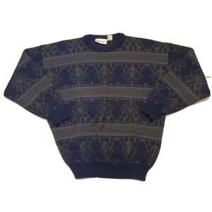 Vintage New River Aztec Crewneck Cotton‎ Blend Pullover Sweater Size XL